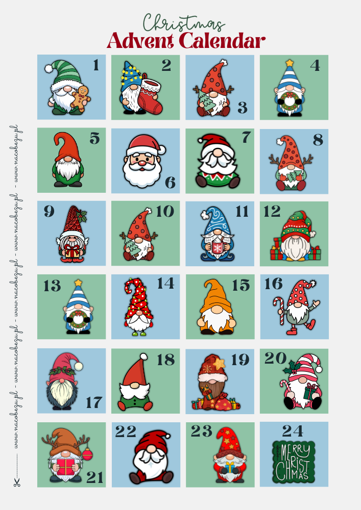 Kalendarz Adwentowy do druku