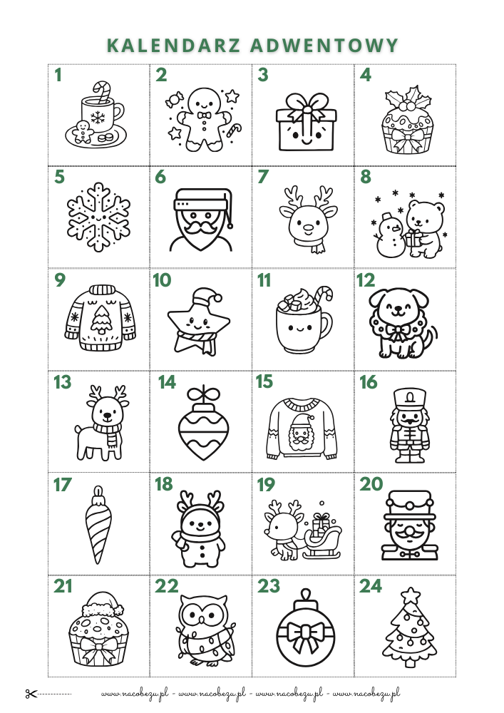 Kalendarz Adwentowy do druku
