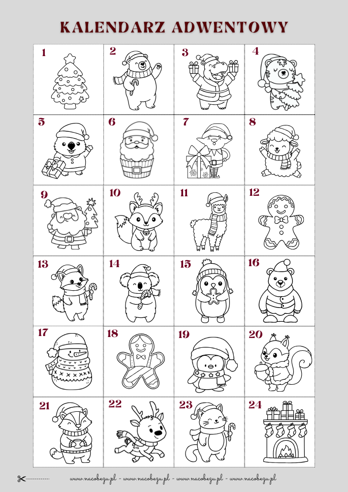 Kalendarz Adwentowy do druku