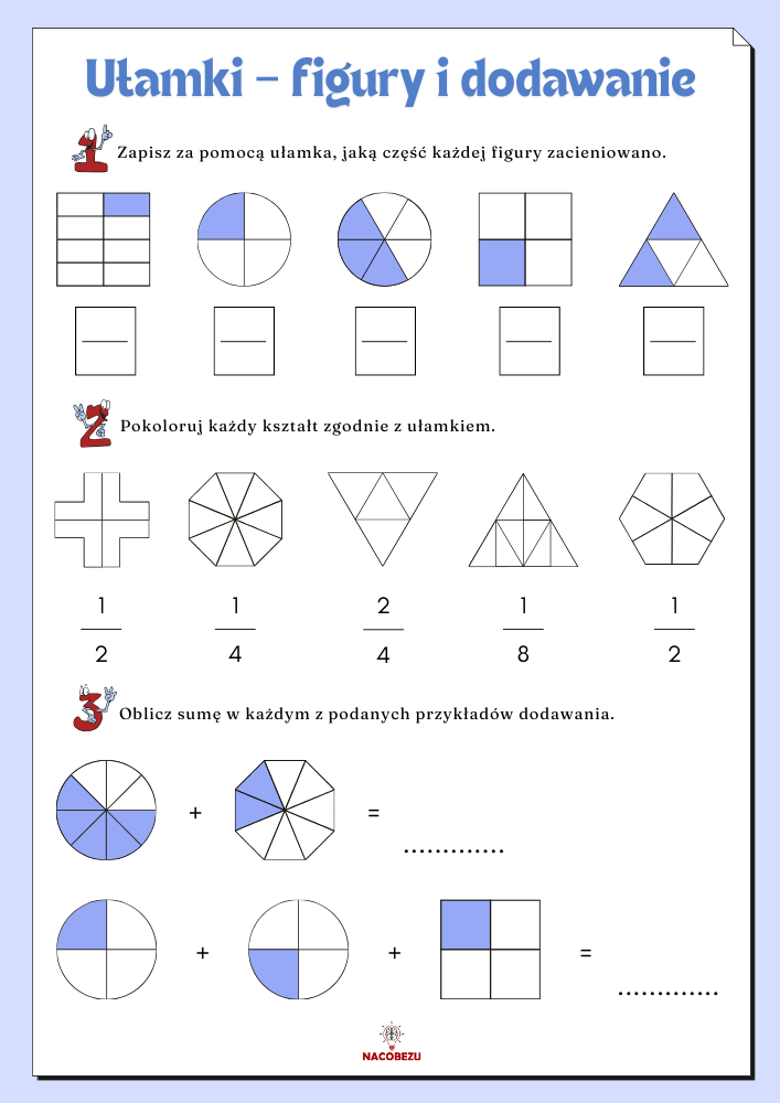 ułamki dla dzieci klasa 1-3