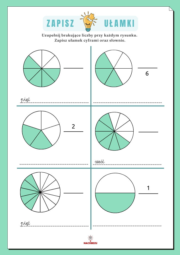 ułamki dla dzieci klasa 1-3
