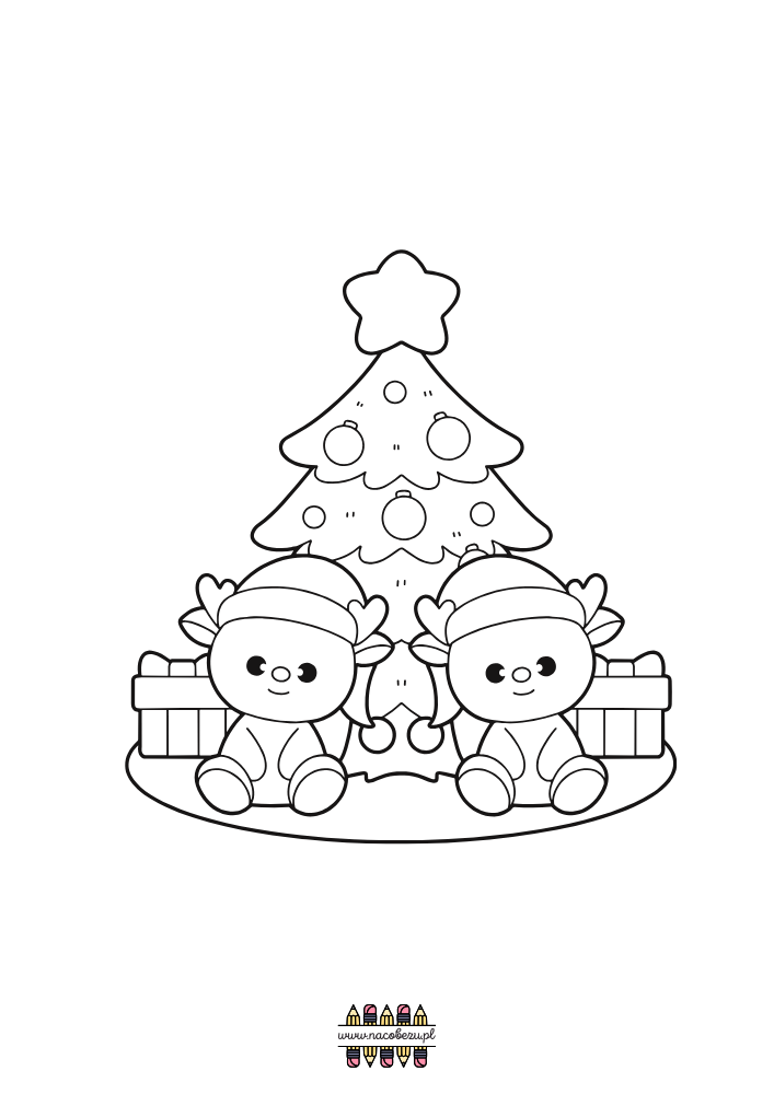 świąteczne kolorowanki renifery do druku dla dzieci