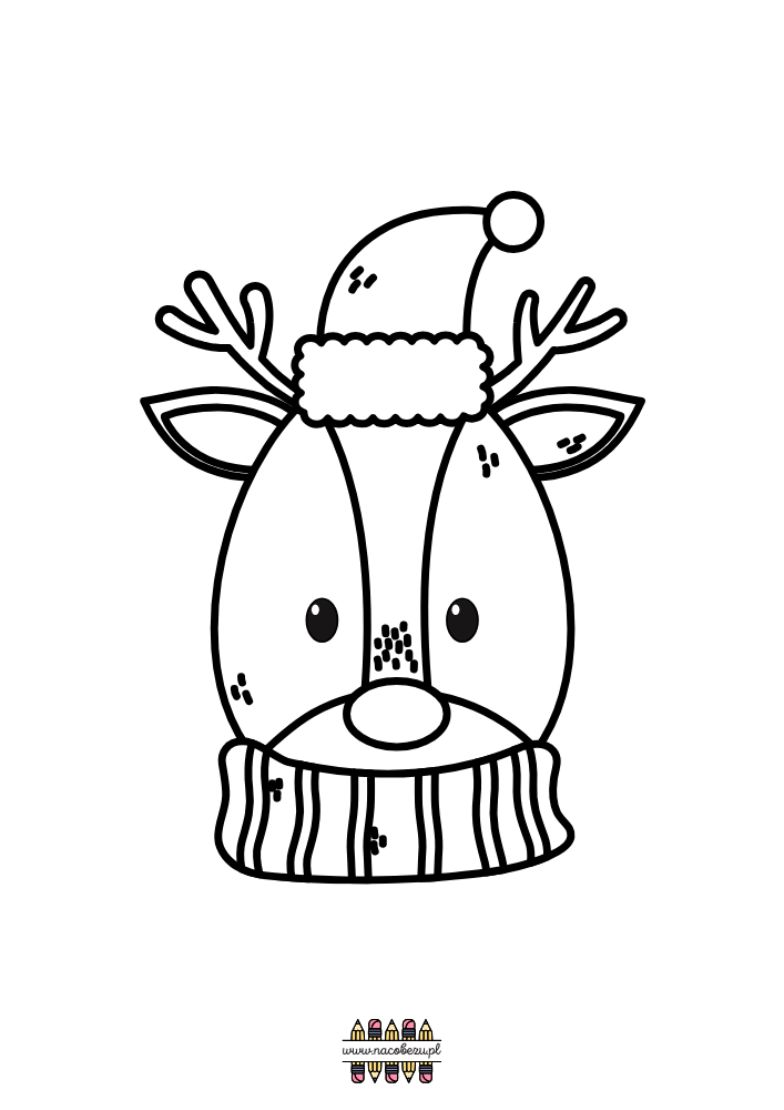 świąteczne kolorowanki renifery do druku dla dzieci