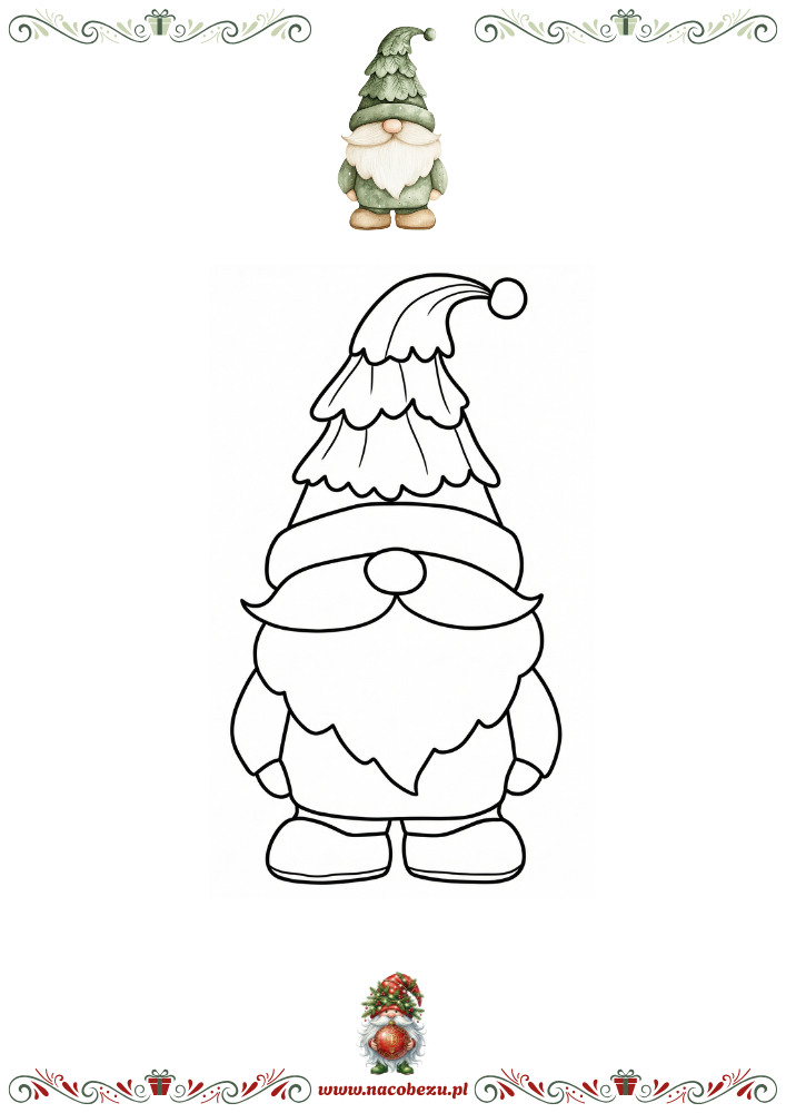 Zimowe gnomy – kolorowanki do druku