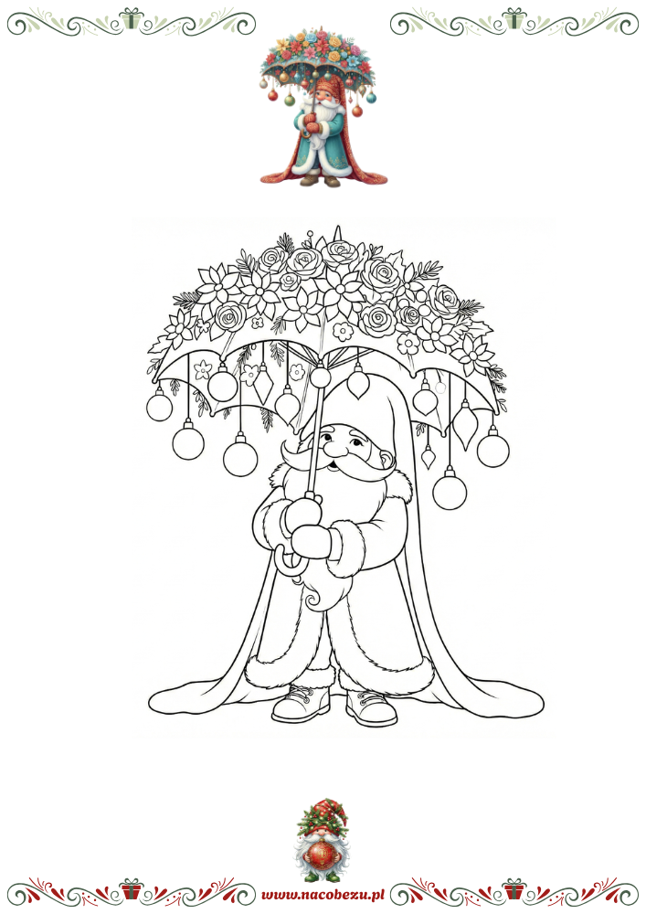 Zimowe gnomy – kolorowanki do druku