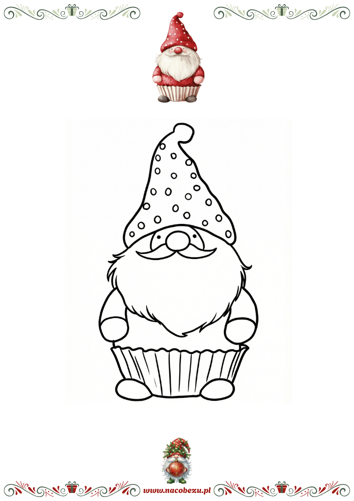 Zimowe gnomy – kolorowanki do druku