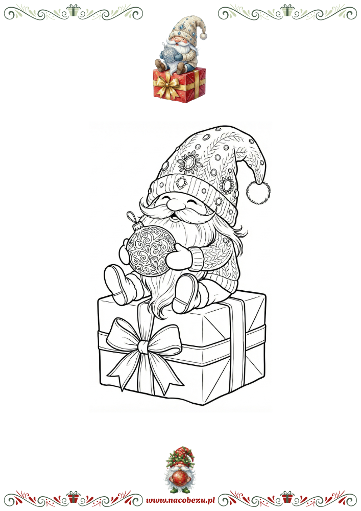 Zimowe gnomy – kolorowanki do druku