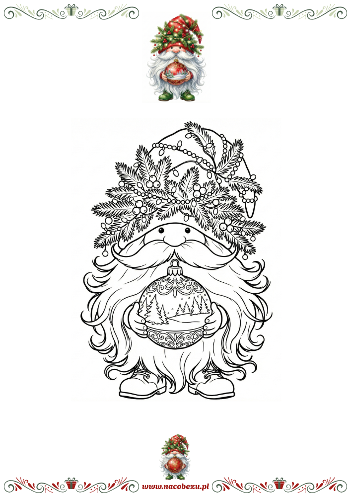 Zimowe gnomy – kolorowanki do druku
