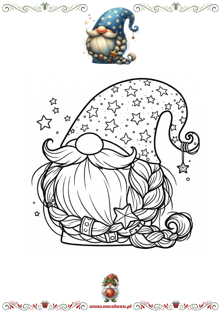 Zimowe gnomy – kolorowanki do druku