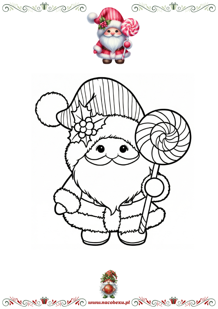Zimowe gnomy – kolorowanki do druku