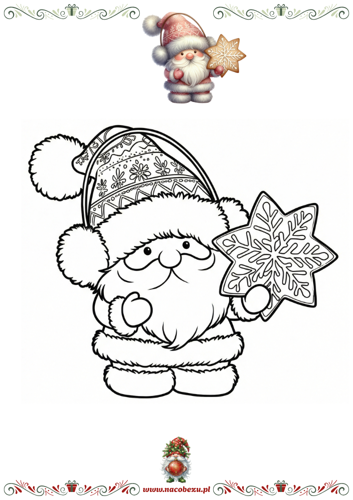 Zimowe gnomy – kolorowanki do druku