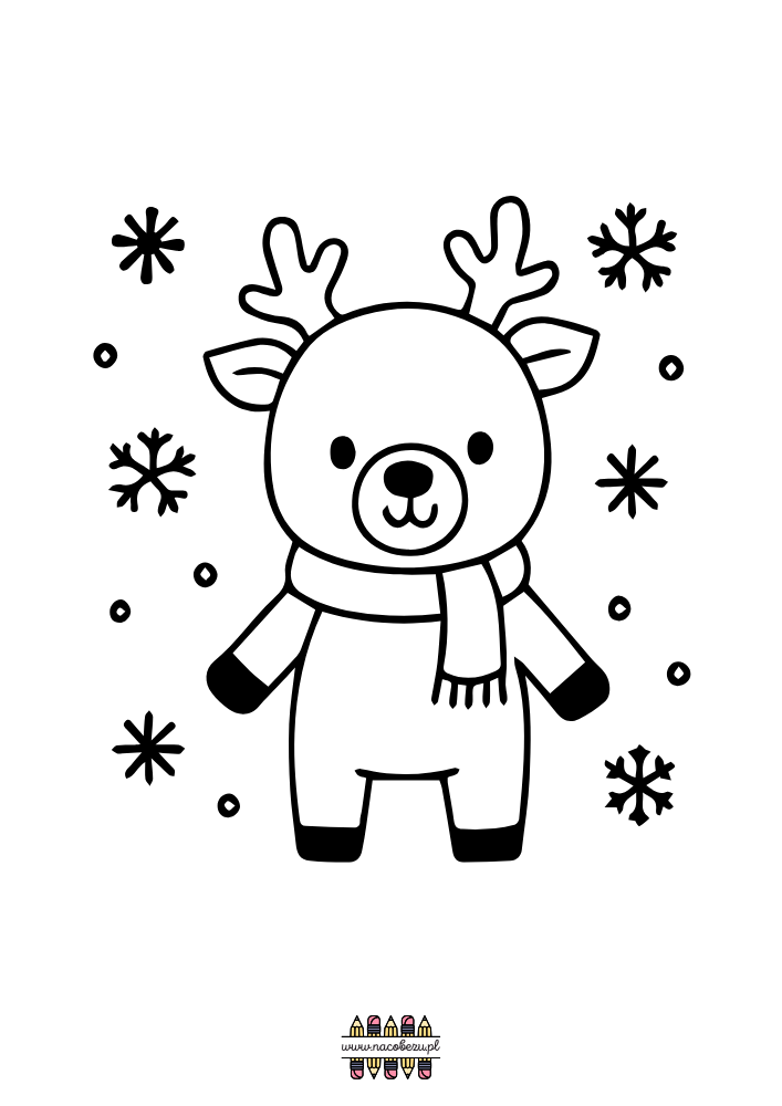 świąteczne kolorowanki renifery do druku dla dzieci
