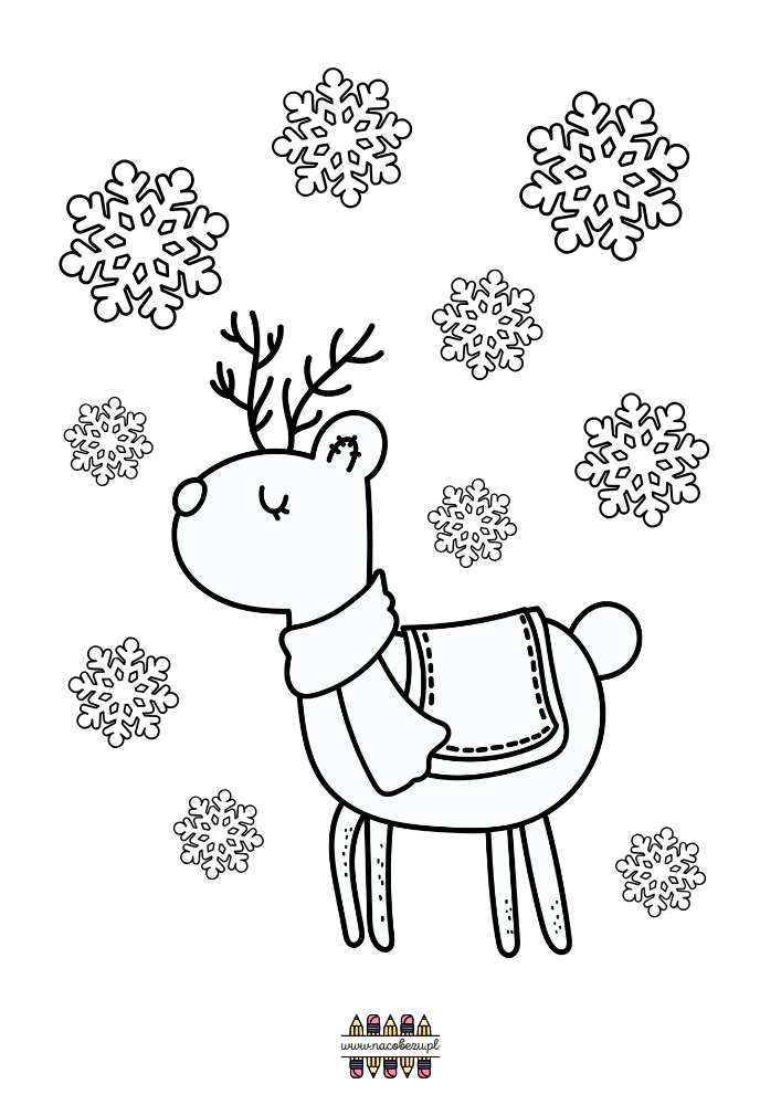świąteczne kolorowanki renifery do druku dla dzieci