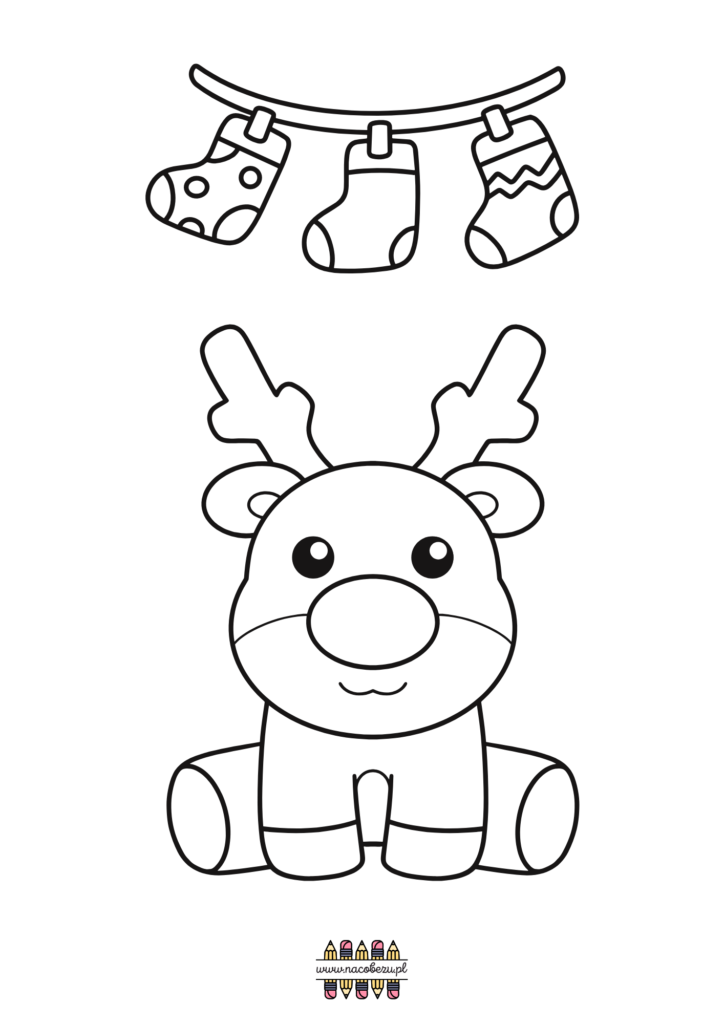 świąteczne kolorowanki renifery do druku dla dzieci