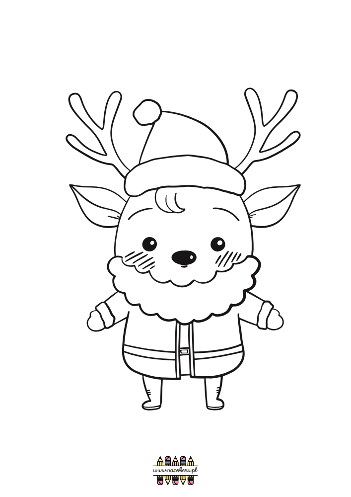 świąteczne kolorowanki renifery do druku dla dzieci