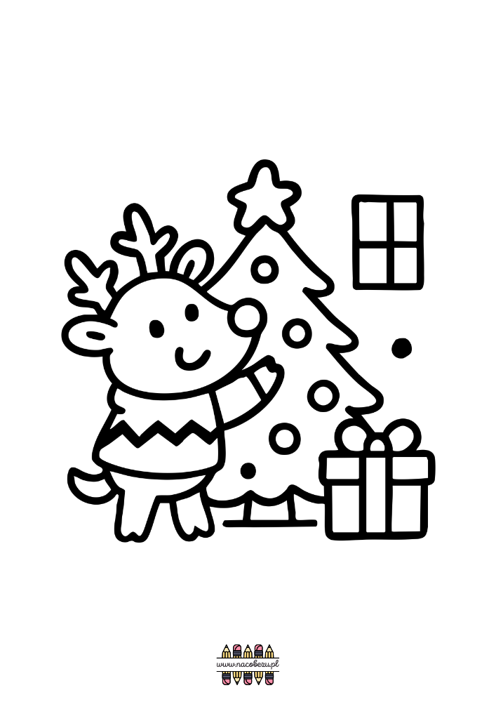 świąteczne kolorowanki renifery do druku dla dzieci