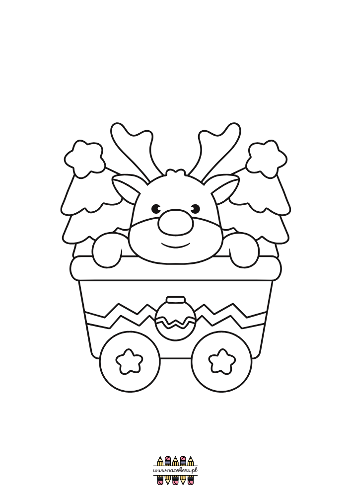 świąteczne kolorowanki renifery do druku dla dzieci