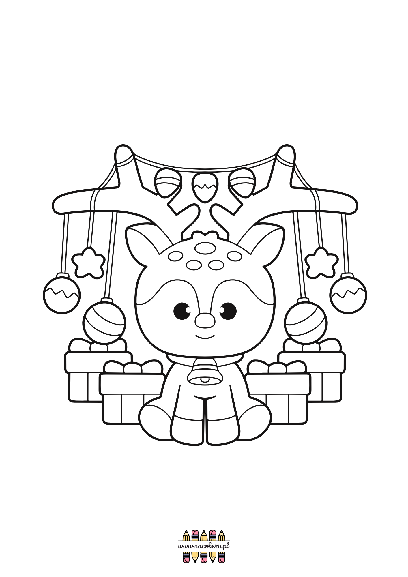 świąteczne kolorowanki renifery do druku dla dzieci