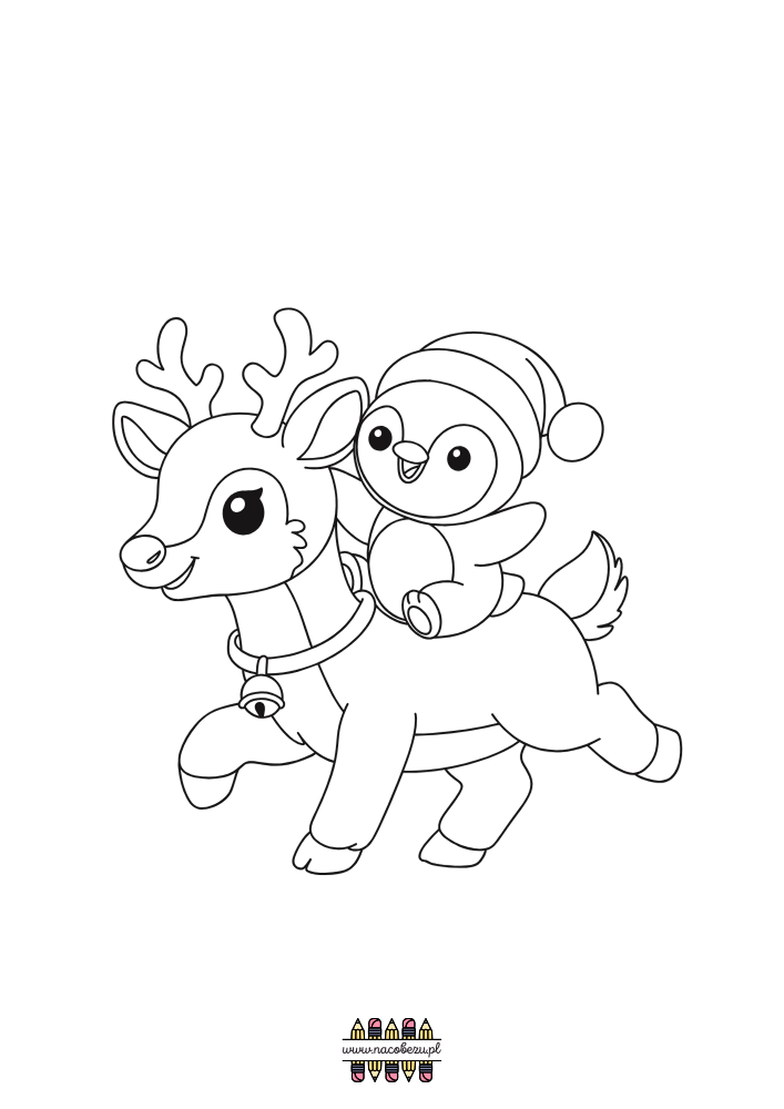 świąteczne kolorowanki renifery do druku dla dzieci