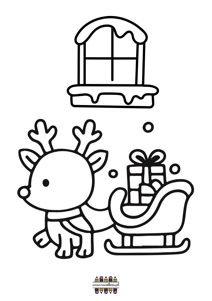 świąteczne kolorowanki renifery do druku dla dzieci