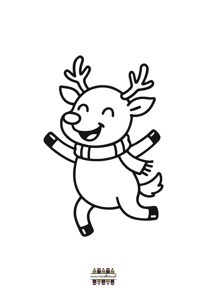 świąteczne kolorowanki renifery do druku dla dzieci