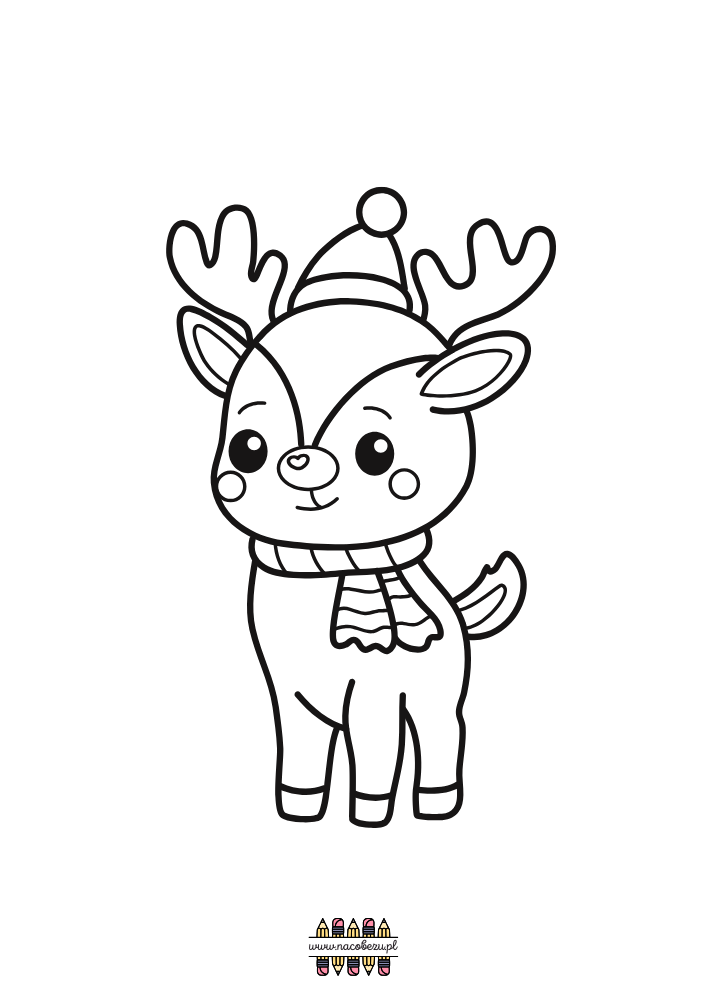 świąteczne kolorowanki renifery do druku dla dzieci