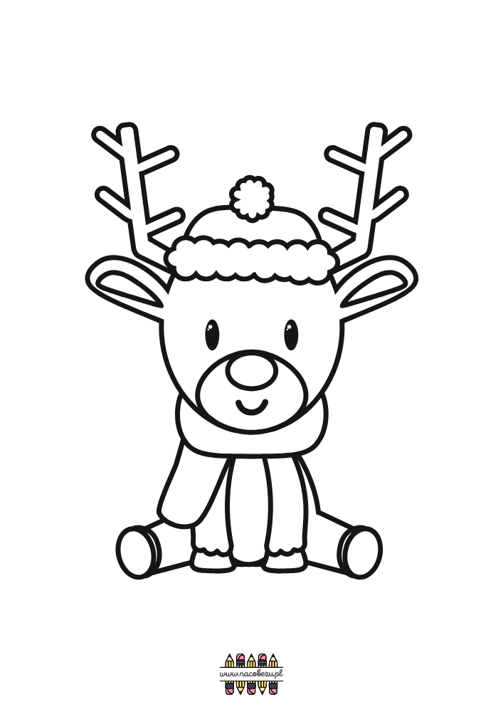 świąteczne kolorowanki renifery do druku dla dzieci