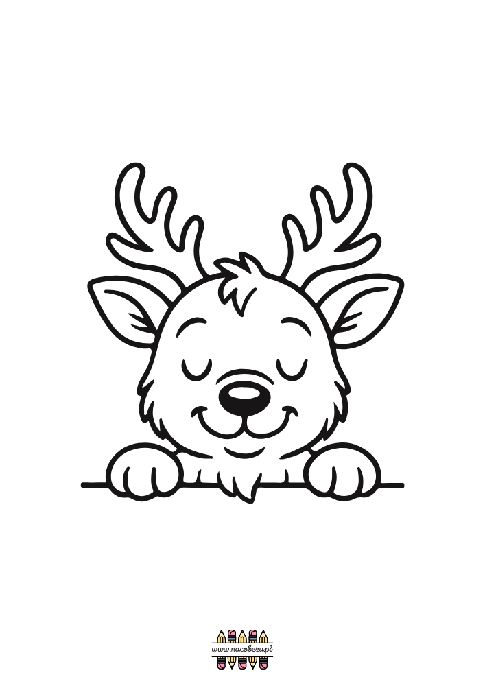 świąteczne kolorowanki renifery do druku dla dzieci
