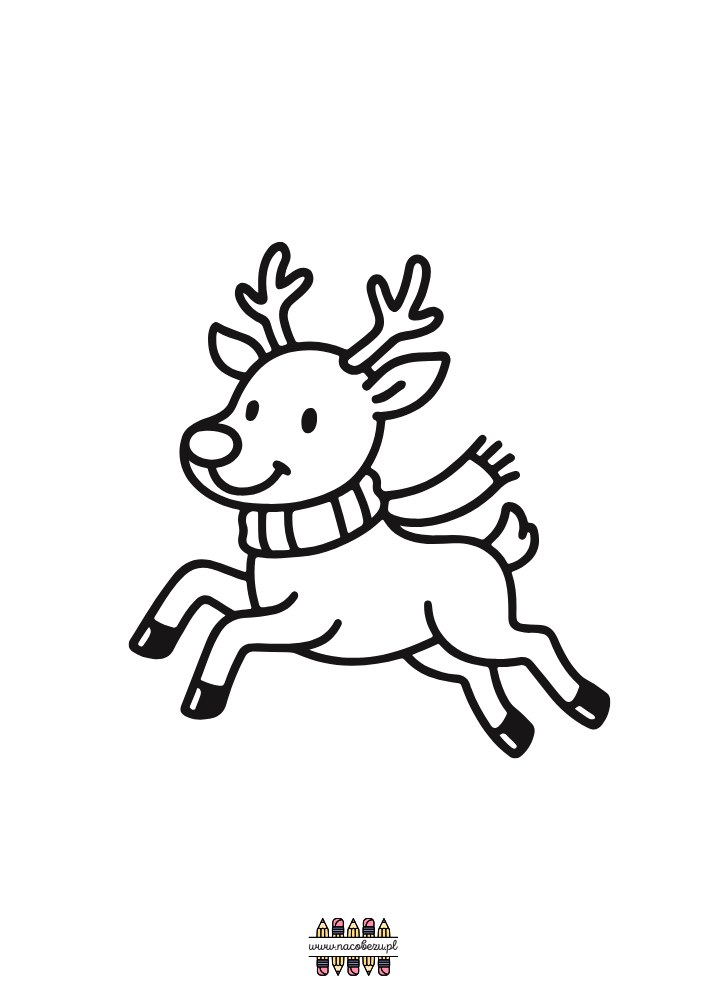 świąteczne kolorowanki renifery do druku dla dzieci