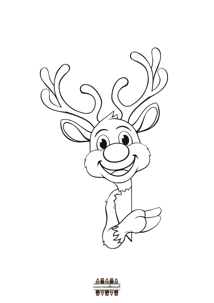 świąteczne kolorowanki renifery do druku dla dzieci
