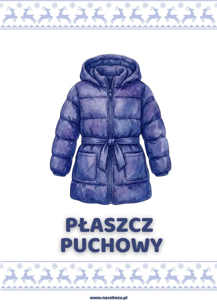 Karty edukacyjne zimowe ubrania i akcesoria