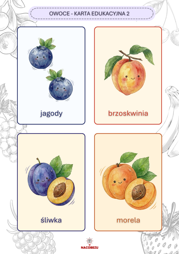 karty edukacyjne owoce