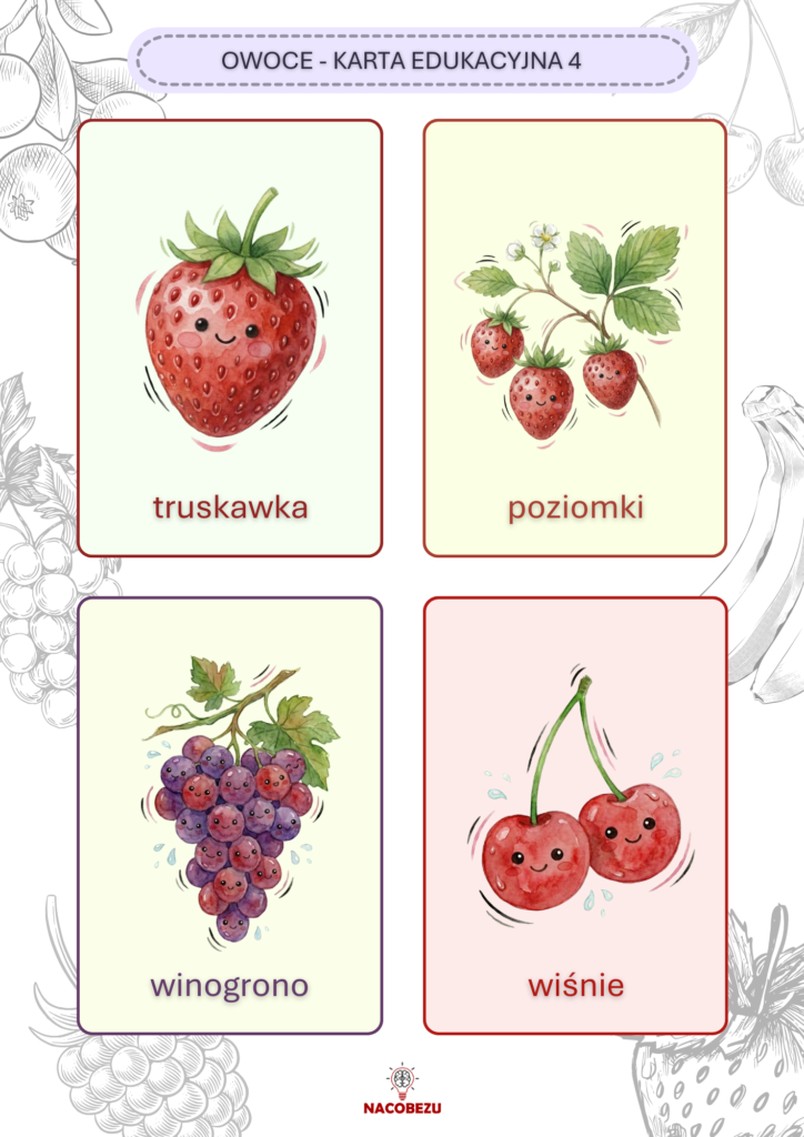karty edukacyjne owoce