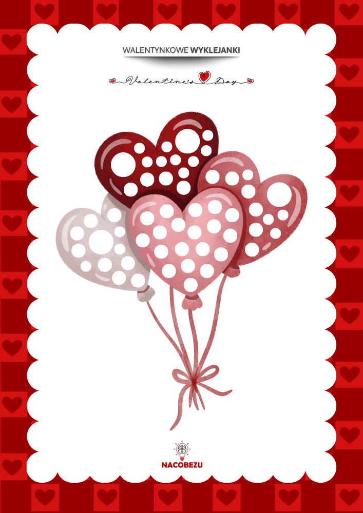 walentynkowe wyklejanki do druku dla dzieci