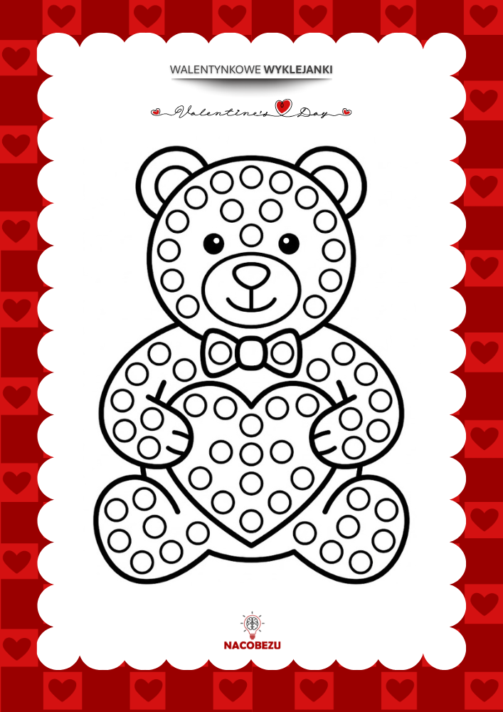 walentynkowe wyklejanki do druku dla dzieci