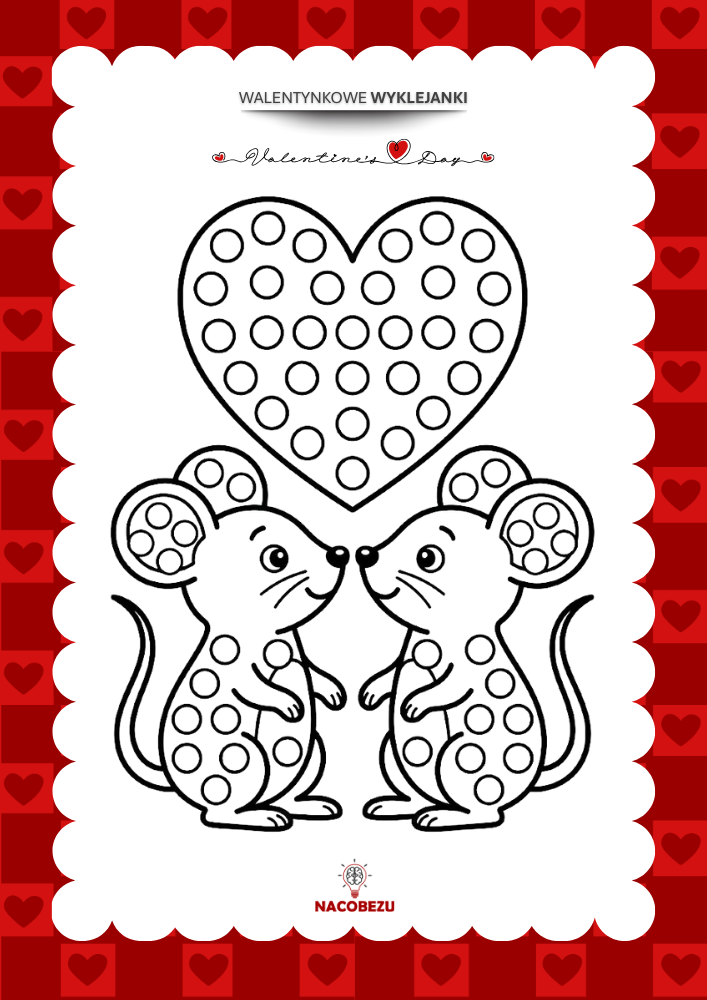 walentynkowe wyklejanki do druku dla dzieci