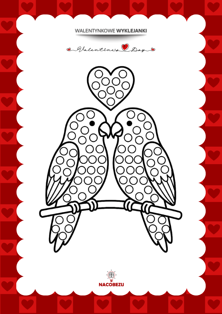 walentynkowe wyklejanki do druku dla dzieci