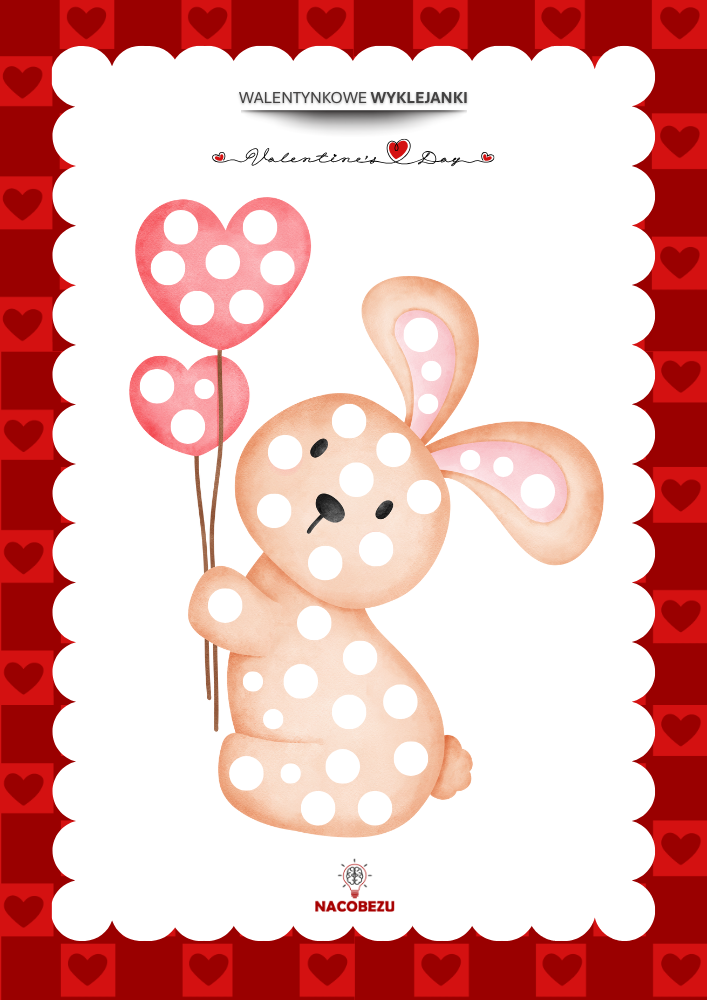 walentynkowe wyklejanki do druku dla dzieci