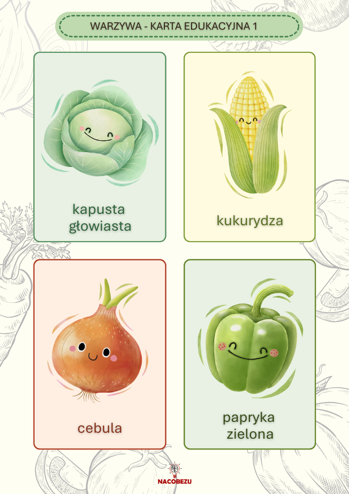 karty edukacyjne warzywa