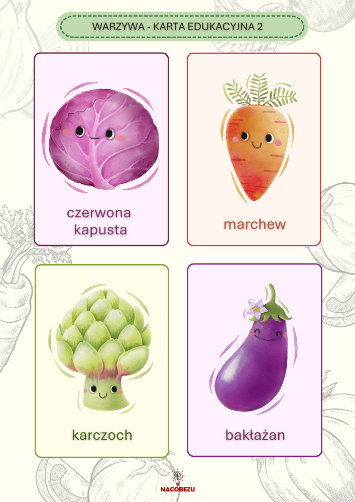 karty edukacyjne warzywa