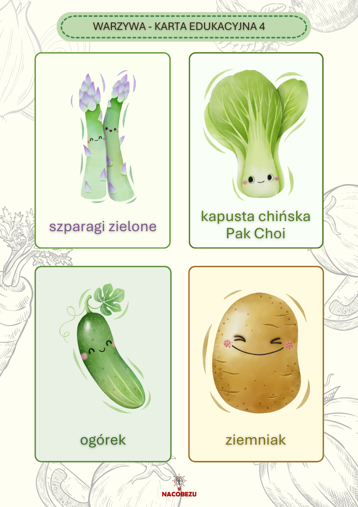 karty edukacyjne warzywa