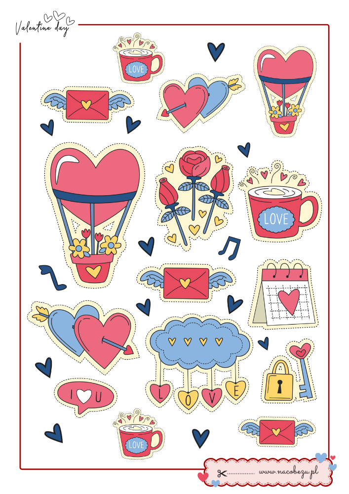 naklejki walentynkowe do druku