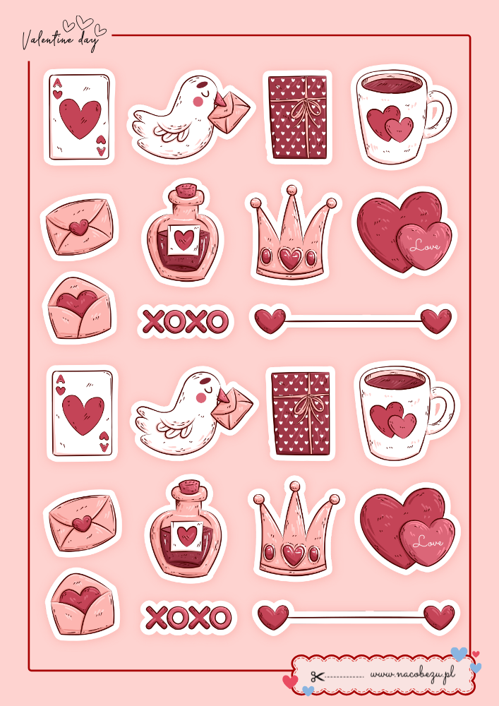 naklejki walentynkowe do druku