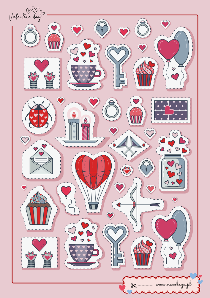 naklejki walentynkowe do druku