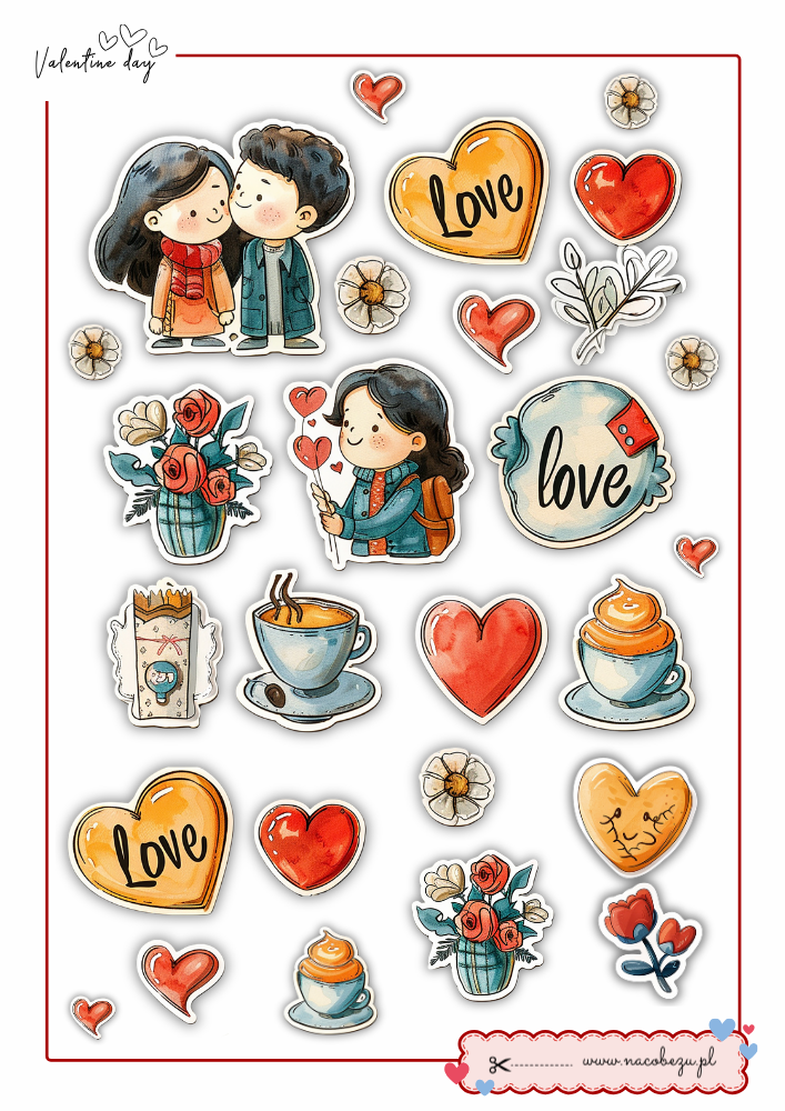 naklejki walentynkowe do druku