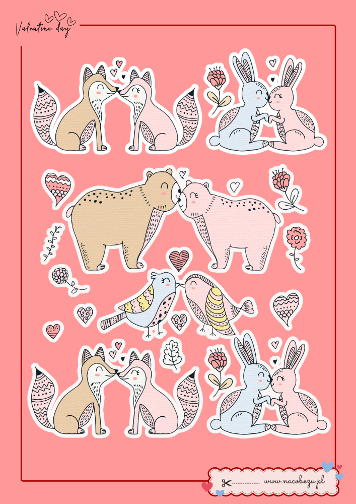 naklejki walentynkowe do druku