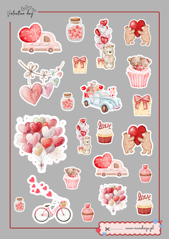 naklejki walentynkowe do druku