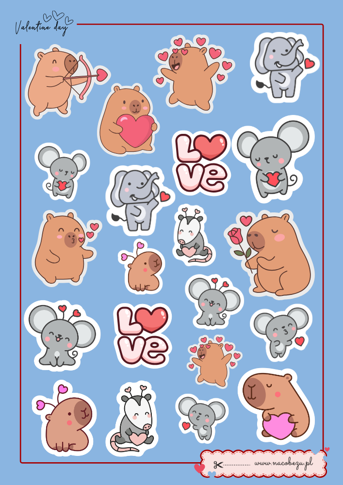 naklejki walentynkowe do druku