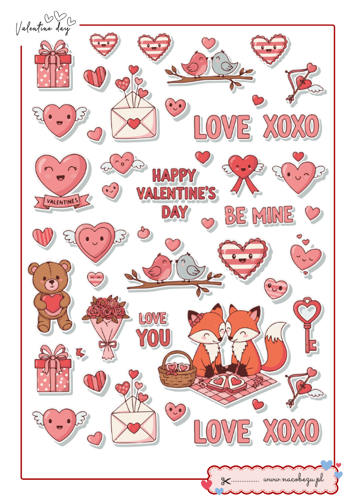 naklejki walentynkowe do druku