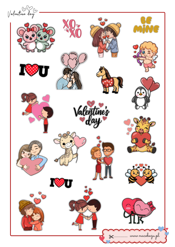 naklejki walentynkowe do druku
